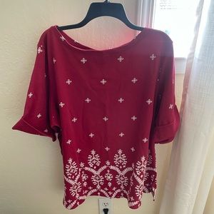 Red shirt with beautiful pattern